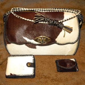Vintage Cowhide Purse with matching wallet and...